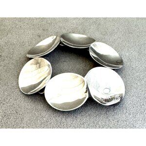 Vintage RLM STUDIOS Chunky STERLING Silver DISC LINK BRACELET 7" Toggle